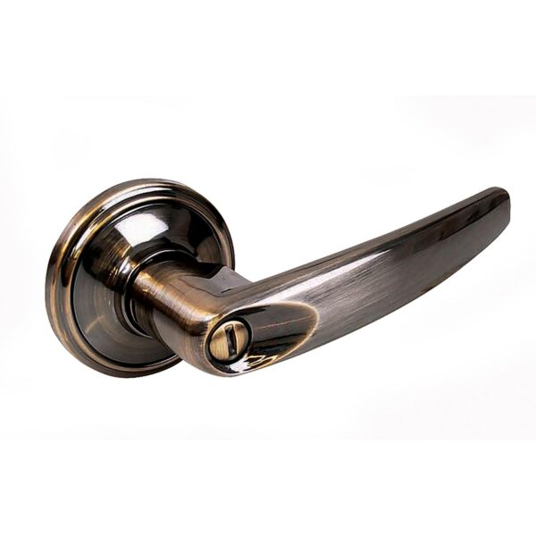 15MA Manija tubular recta funcion baño, laton antiguo, llave estandar, blister Lock
