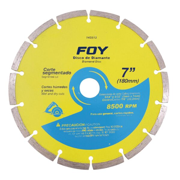 143513 Disco de diamante segmentado, 7" Foy