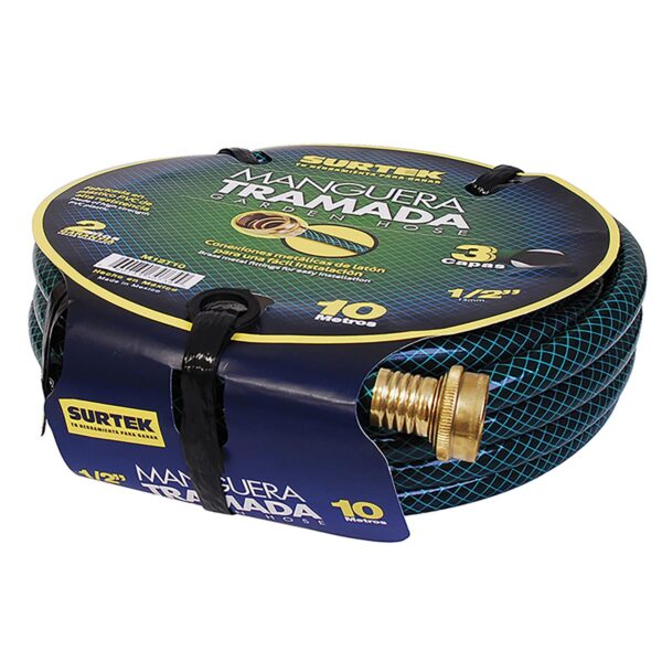 M58T25 Manguera para jardin tramada con conector metalico 5/8", 25 m Surtek