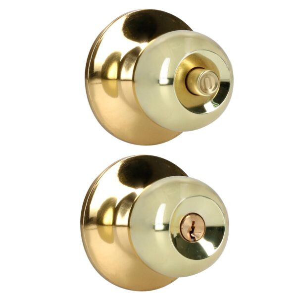 14POP Pomo cilindrico bola funcion recamara, laton brillante, llave estandar, blister Prolok