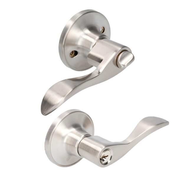 16MA Manija tubular curva funcion entrada y recamara, niquel satinado, llave estandar, blister Lock