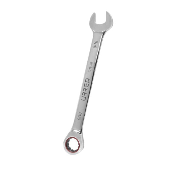 1218CM Llave combinada pulido espejo de matraca en pulgadas, 12 puntas, 9/16" Urrea