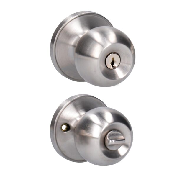 10PO Pomo tubular bola funcion recamara, acero inoxidable, llave estandar, blister Lock
