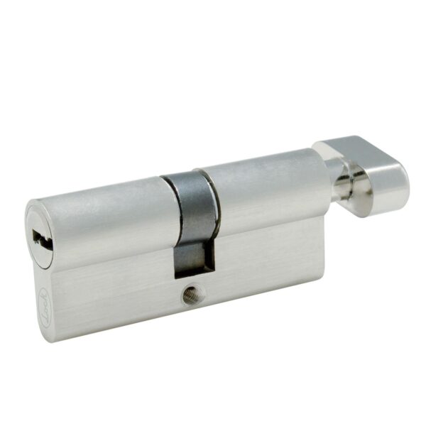 LCM70QNS Cilindro europeo 70 mm funcion sencilla, niquel satinado, llave de puntos, en caja Lock