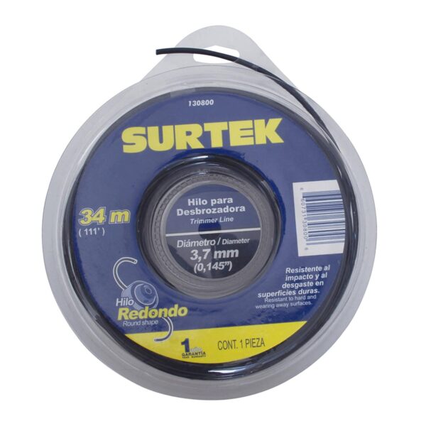130800 Nailon para desbrozadora doble blister, 3.7 mm x 34 m Surtek