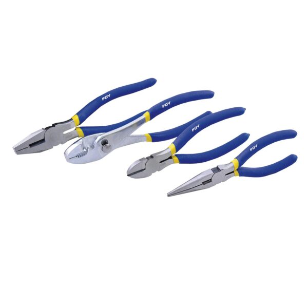 142039 Juego pinzas para electricista con mango con doble plastisol, 4 piezas Foy