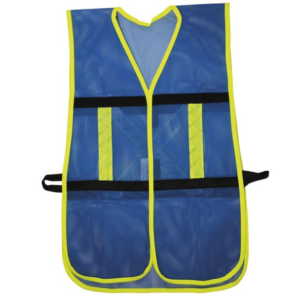 137493 Chaleco de seguridad de malla de poliester con ajuste de doble gancho azul unitalla Surtek