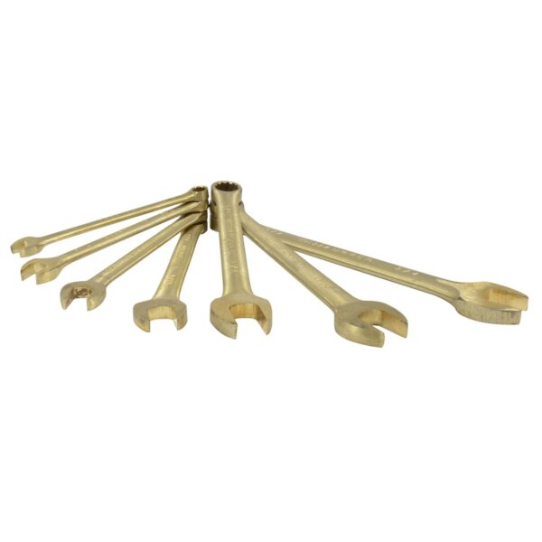 UH1200H Juego de llaves combinadas de bronce-aluminio antichispa en pulgadas, 12 puntas, 7 piezas Ur