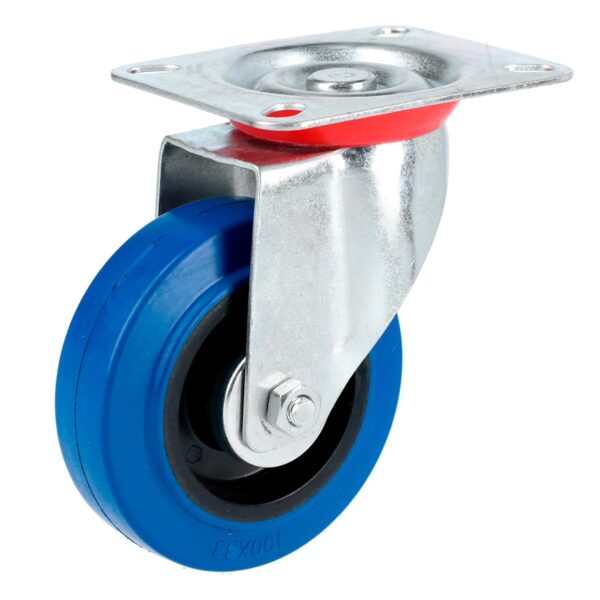 RGO10G Rodaja de goma elastica giratoria azul 4" Surtek