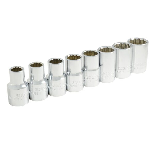 S01S Juego de dados cuadro de 1/2" en pulgadas, 12 puntas, 8 piezas Surtek