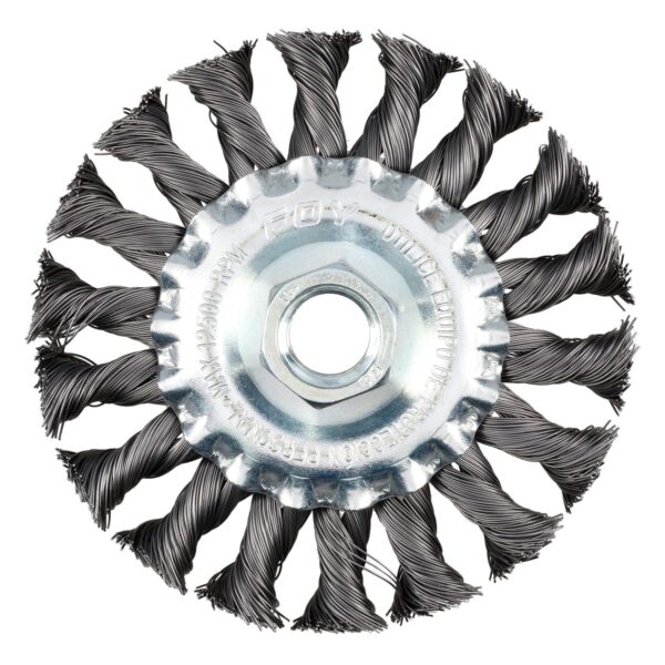 C325 Carda circular trenzada alambre grueso 6" x 0.50 con rosca 5/8" Foy