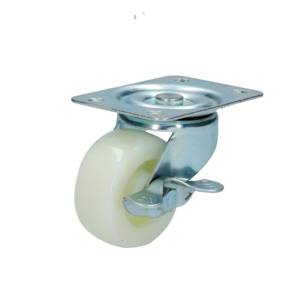 RN6B Rodaja de polipropileno blanca giratoria con freno 2-1/2" Surtek