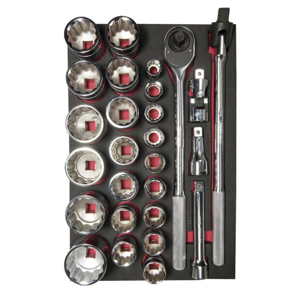 CH301 Juego de dados cortos y accesorios cuadro 3/4" en pulgadas, 27 piezas Urrea