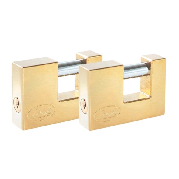 J2CCL Juego de candados para cortina 80 mm, laton brillante, llave estandar, 2 piezas Lock