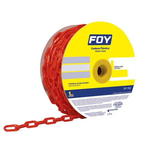 143430 Cadena plastica calibre 8 mm de 25 m, color rojo Foy
