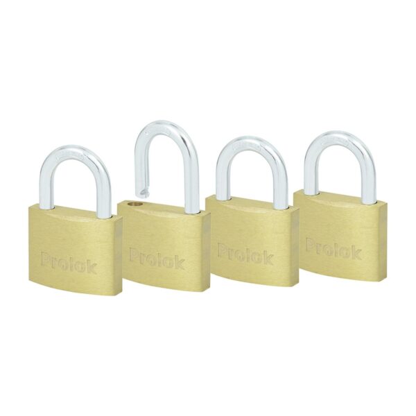 12CAP Juego de candados de laton cortos 40 mm, llave estandar, 4 piezas Prolok