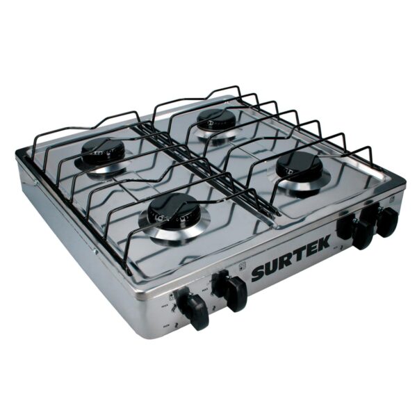 EGAF4 Estufa de gas 4 quemadores de acero inoxidable Surtek