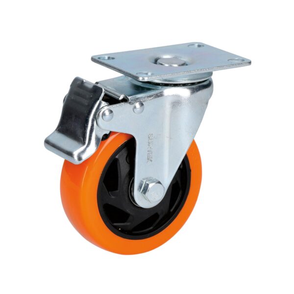 RV5B Rodaja de PVC naranja giratoria con freno 2" Surtek