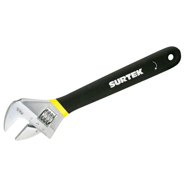 510P Llave ajustable cromada con mango grip de plastisol 10" Surtek