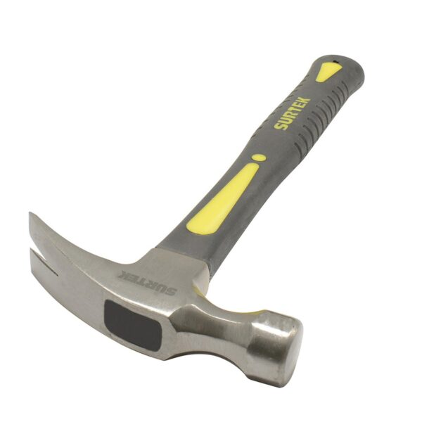 416FR Martillo de uña recta con mango de fibra de vidrio de 14", 16 oz Surtek