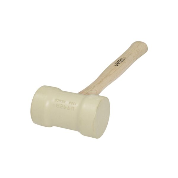 1368B Mazo con cabeza de hule beige con mango de madera de encino de 16", 22 oz Urrea