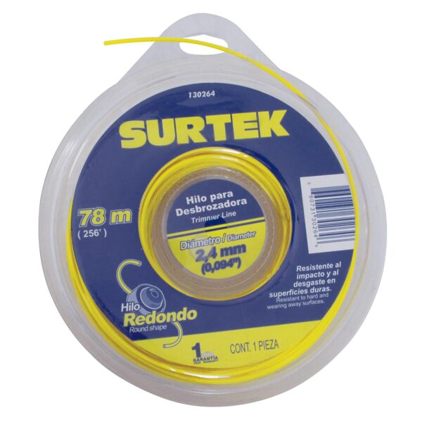 130264 Nailon para desbrozadora doble blister, 2.4 mm x 78 m Surtek