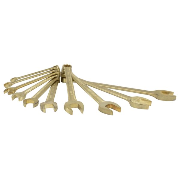 UH1200G Juego de llaves combinadas de bronce-aluminio antichispa en pulgadas, 12 puntas, 10 piezas U