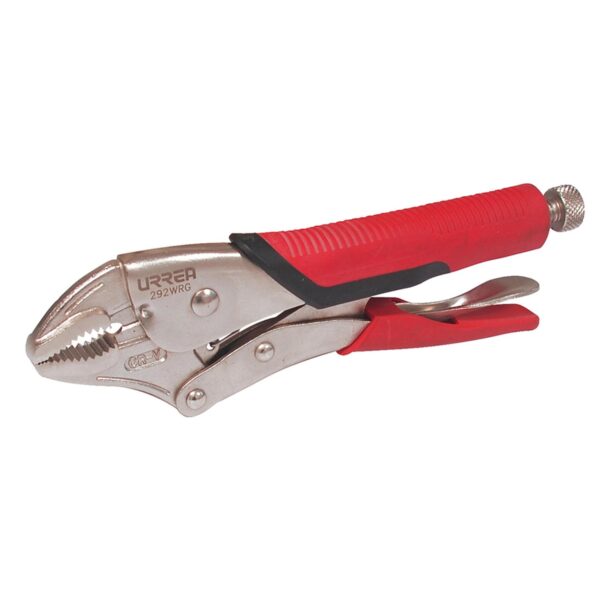 292WRG Pinza de presion con mango bimaterial de 10" quijada curva Urrea