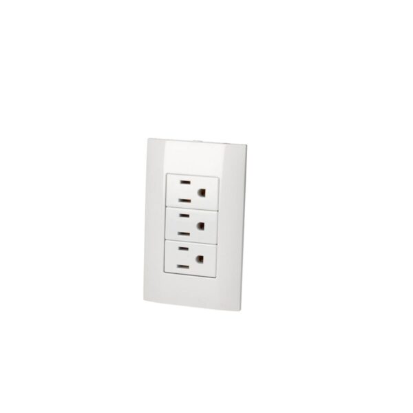 P428B Placa 3 contactos 1/3, linea Americana, color blanco Surtek