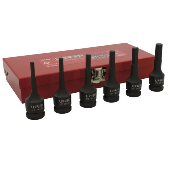 74150 Juego de dados de impacto con punta hexagonal en pulgadas cuadro 1/2", 6 piezas Urrea