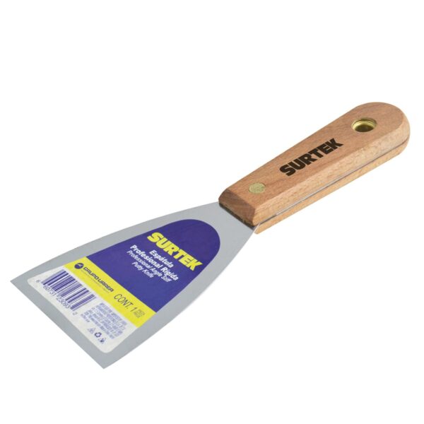 123082 Espatula rigida de acero de alto carbon con mango de madera 2" Surtek