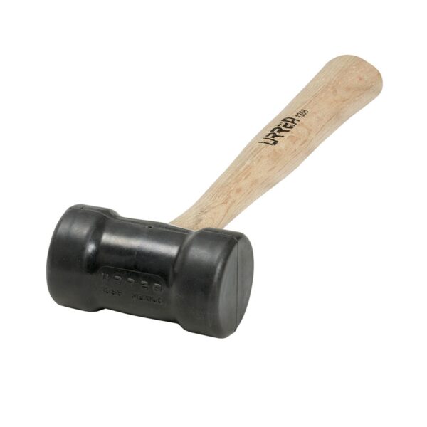 1367 Mazo con cabeza de hule negro con mango de madera de encino de 14", 16 oz Urrea