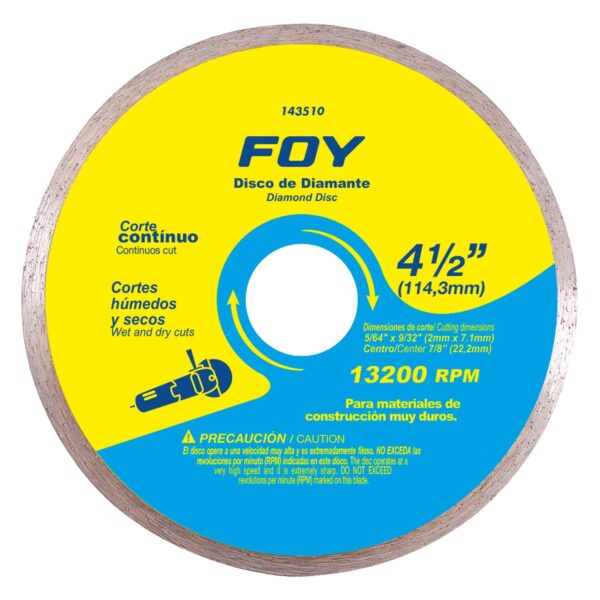 143510 Disco de diamante continuo, 4-1/2" Foy