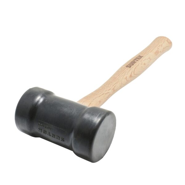 608 Mazo con cabeza de hule negro con mango de madera de 12", 8 oz Surtek