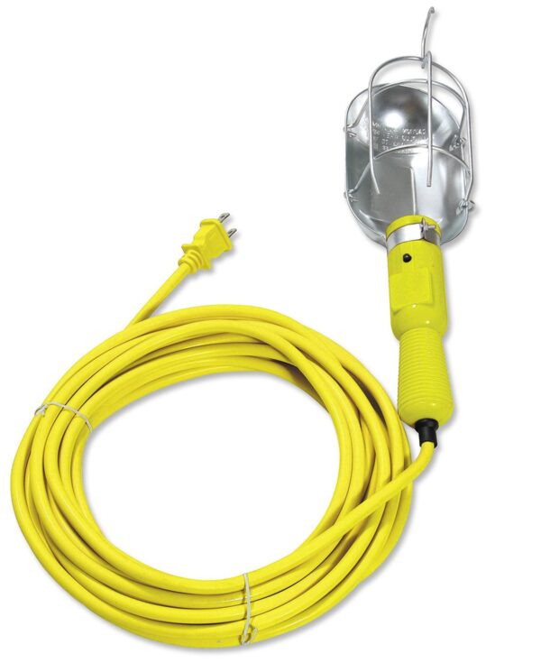 136097 Lampara de taller con canastilla metalica, color amarillo 15 m Surtek