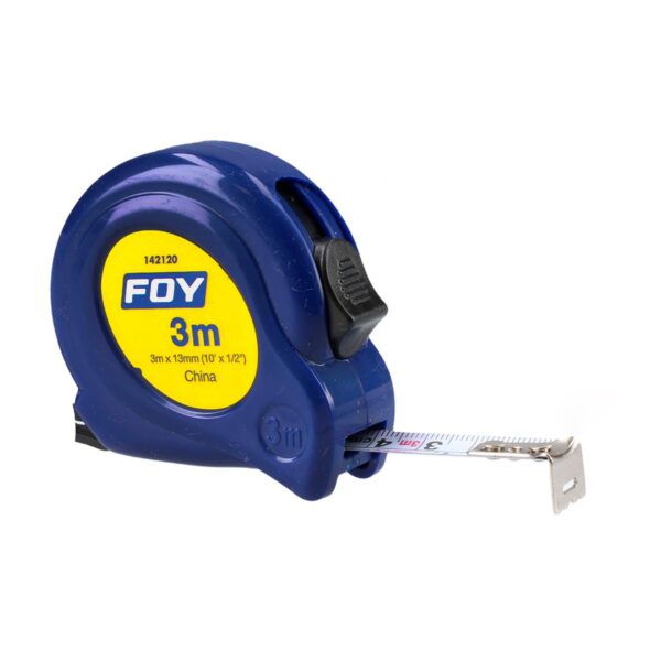 142120 Flexometro con carcasa de plastico azul 3 m x 1/2" Foy