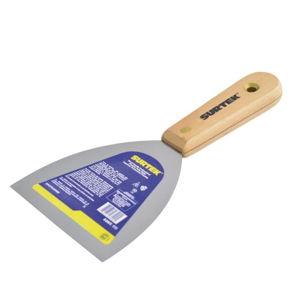 123101 Espatula flexible de acero de alto carbon con mango de madera 1" Surtek