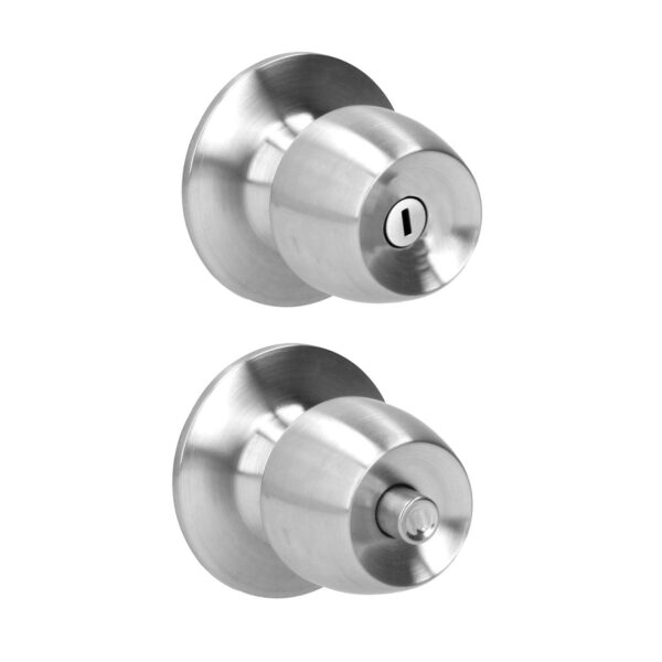 36POP Pomo cilindrico media copa funcion baño, acero inoxidable, llave estandar, blister Prolok