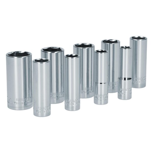 S12S Juego de dados largos cuadro de 3/8" en pulgadas, 6 puntas, 9 piezas Surtek