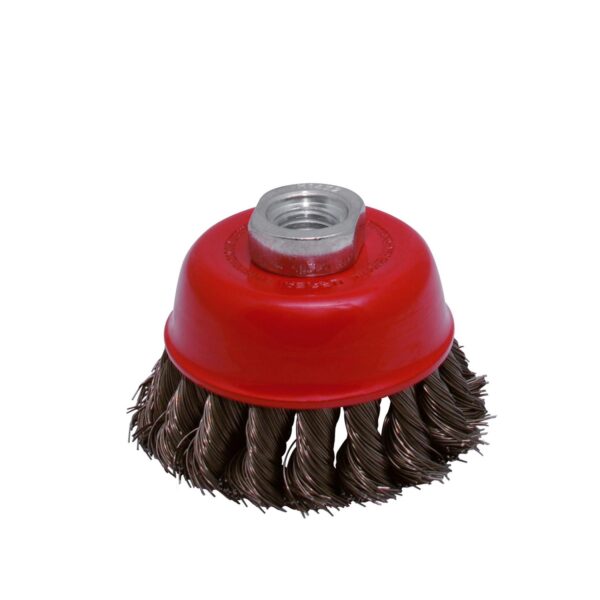 C800 Carda copa trenzada alambre fino 3" x 0. 35 mm con rosca 5/8" Urrea