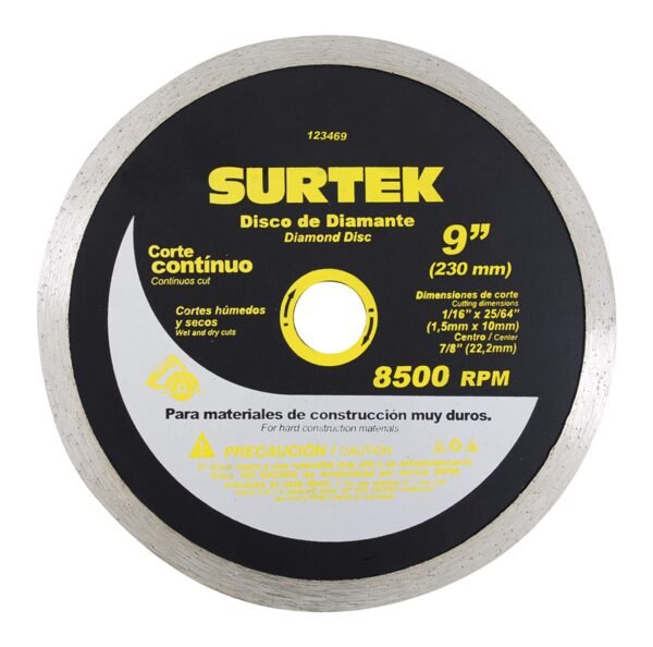 123469 Disco de diamante continuo, 9" Surtek