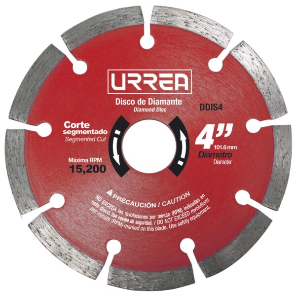 DDIS4 Disco de diamante segmentado, 4" Urrea