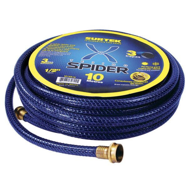 M34S25 Manguera para jardin tejido spider con conector metalico 3/4", 25 m Surtek