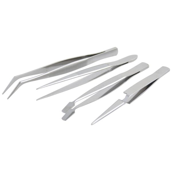 115200 Juego de pinzas de presicion tipo tweezer, 4 piezas Surtek