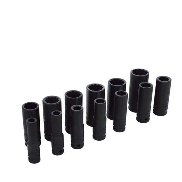 74103 Juego de dados largos de impacto cuadro de 1/2", 12 puntas, en pulgadas, 13 piezas Urrea