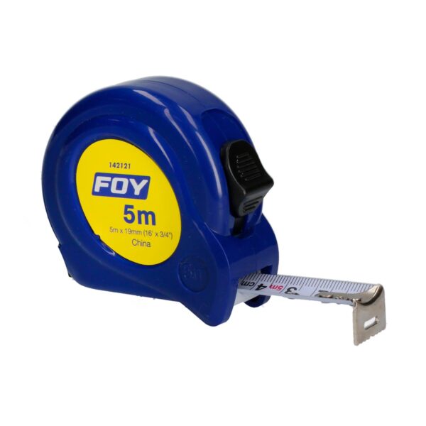 142121 Flexometro con carcasa de plastico azul 5 m x 3/4" Foy