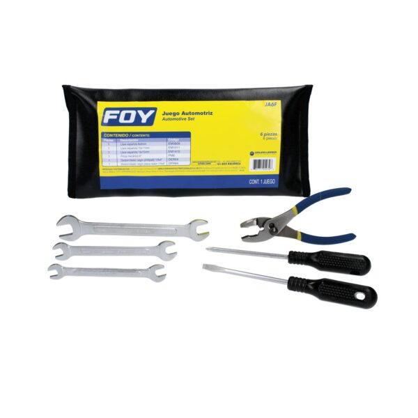 JA6F Juego combinado de herramienta automotriz con estuche plastico, 6 piezas Foy