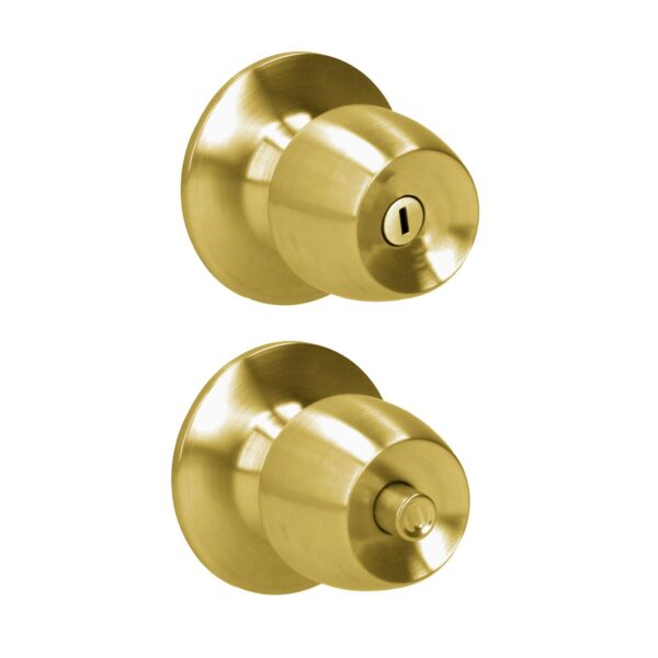 39POP Pomo cilindrico media copa funcion baño, laton brillante, llave estandar, blister Prolok