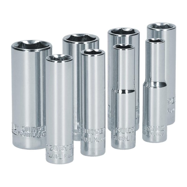 S13S Juego de dados largos cuadro de 1/4" en pulgadas, 6 puntas, 8 piezas Surtek