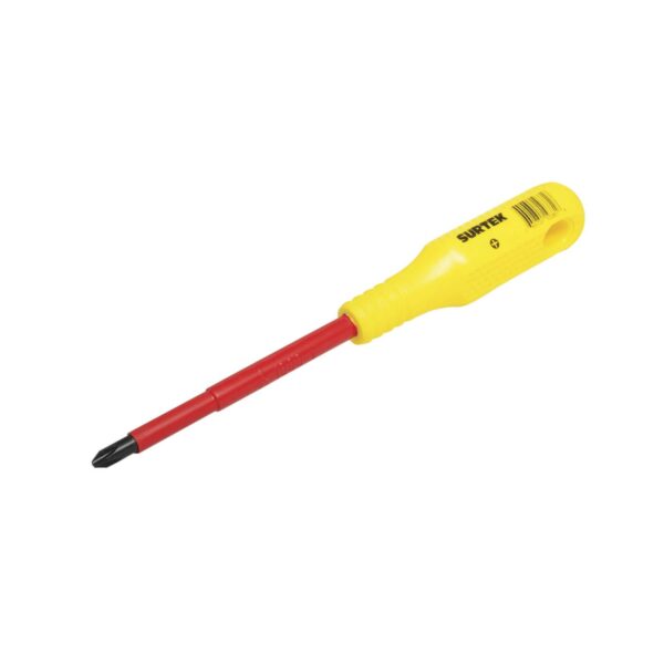D401V Destornillador con mango amarillo dielectrico, punta Phillips 1000 V #1 x 3" Surtek